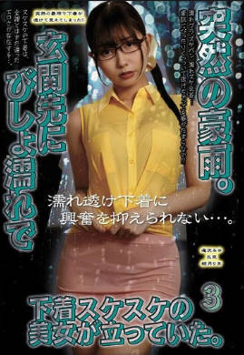 UMD-979 突如其来的暴雨，入口处站着一位美女，浑身湿透，内衣也露了出来。3